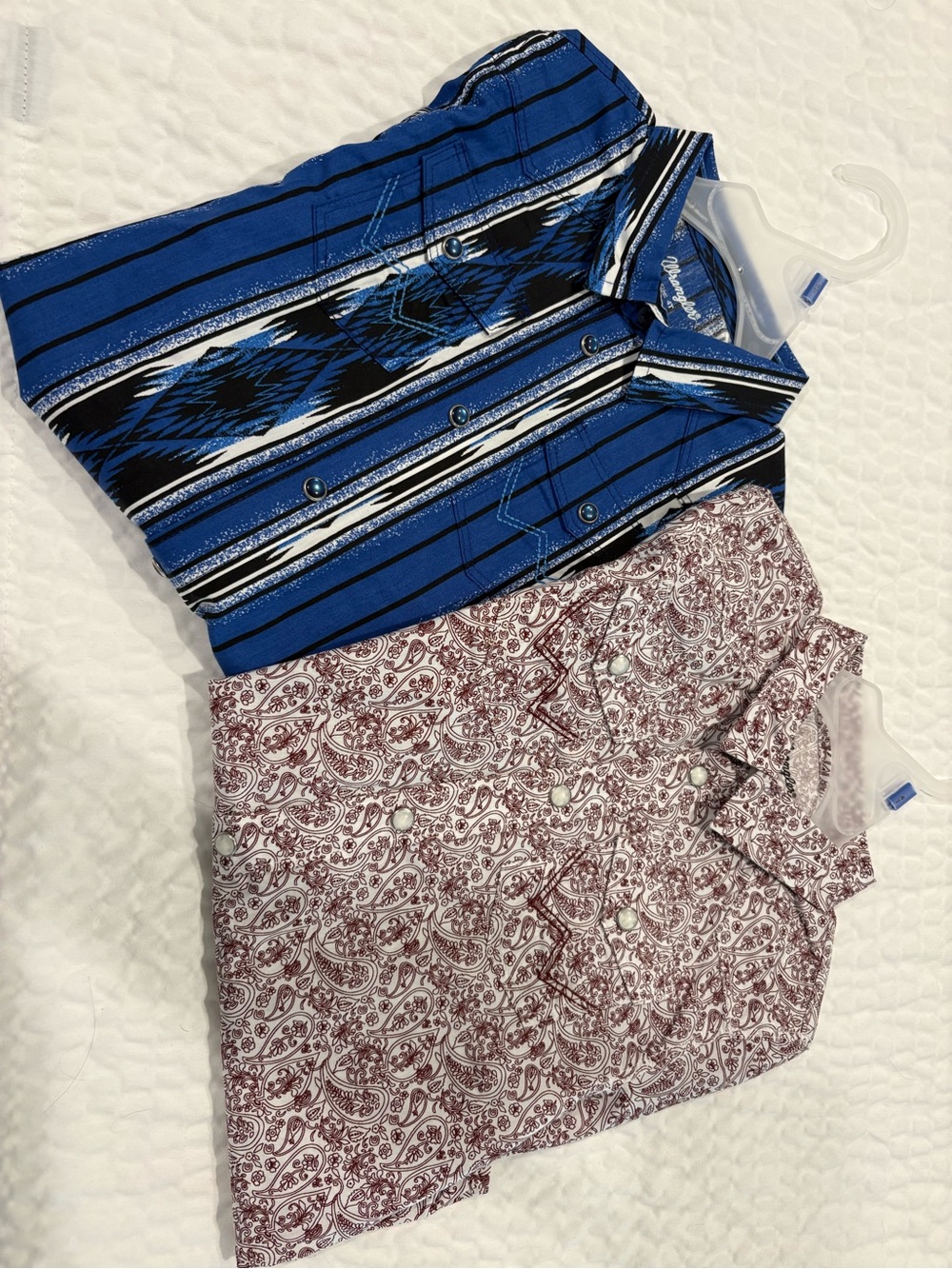 Wrangler Blue and Black Western Button-Down Shirt
